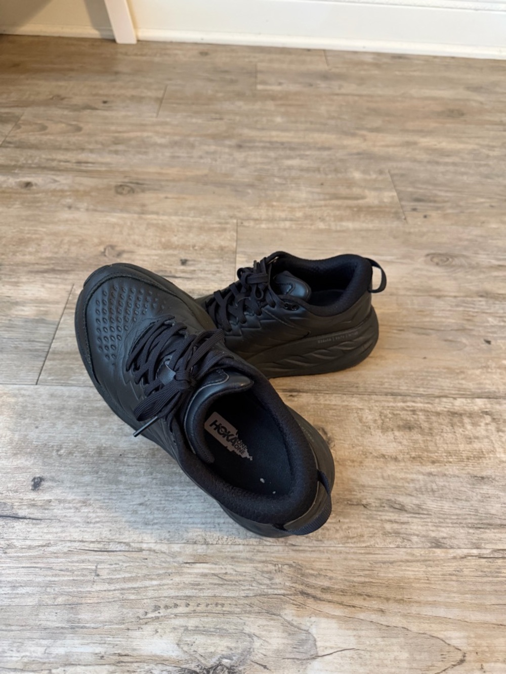Hoka Bondi SR Leather Black Sneakers